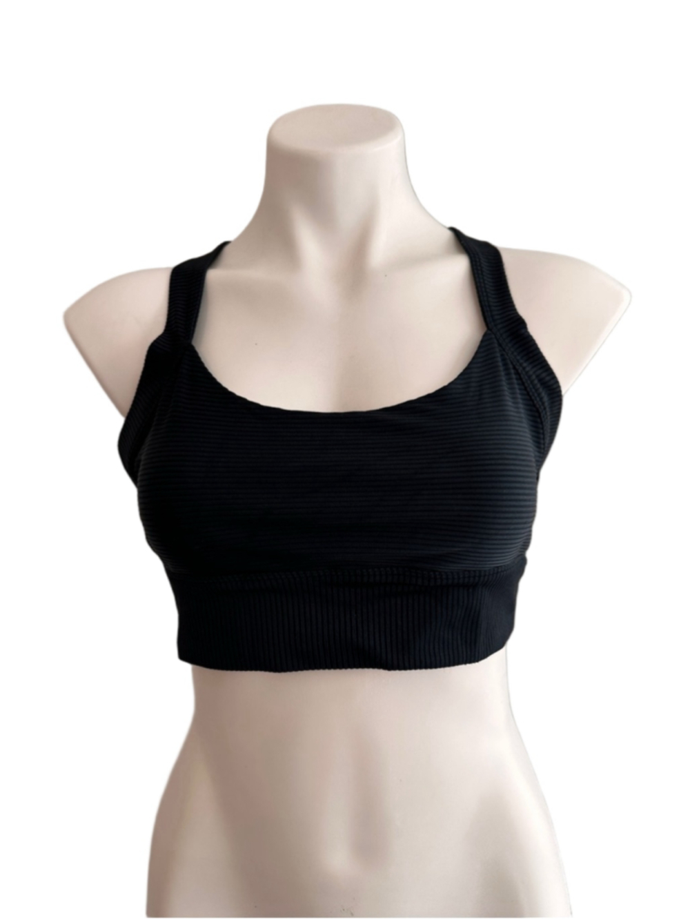 Beyond Yoga Black Ribbed Scoop Neck Sports Bra